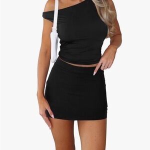 Chic Black Mini Skirt Set for Women